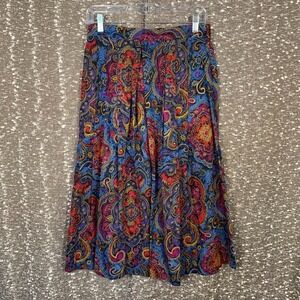 Vintage Item Eyes Pleated Midi‎ Skirt Boho Artsy Cottage Women's Small